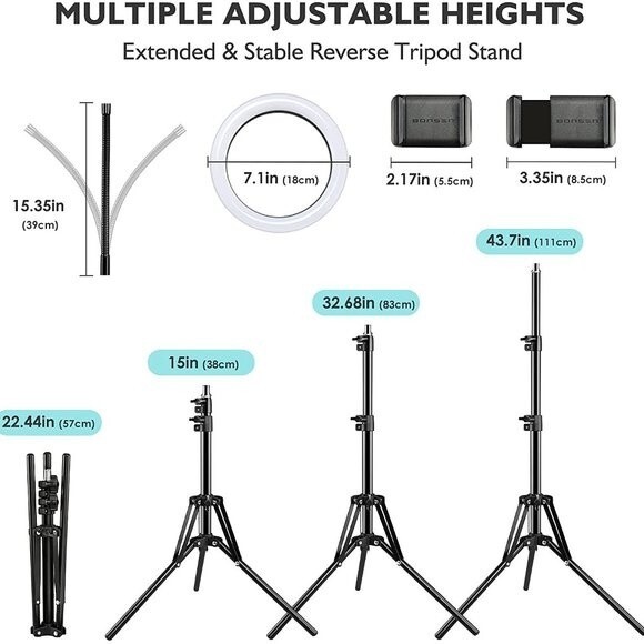 Large Dual Selfie Ring Light Tripod Stand Phone Holder Remote Con… - Picture 7 of 7